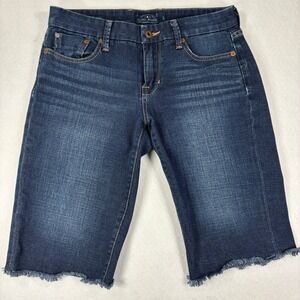 Lucky Brand Boardwalk Bermuda Denim Jean Shorts Mid Rise Size 4 27 Raw Hem